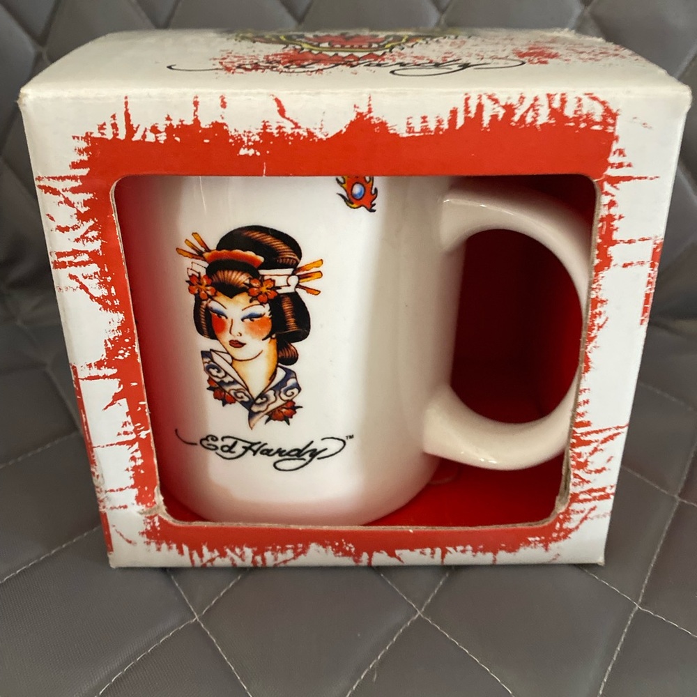 Original Ed Hardy ceramic coffee mug.